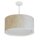 Ver imagem 1 de Lustre Pendente Cilíndrico Duplo Md-4288 Cúpula em Tecido 50x30cm Rustico Bege - Bivolt
