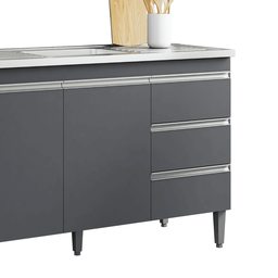 Balcão Gabinete de Pia para Cozinha sem Tampo 120cm Andréia Cinza Fosco- Mabe Magazine - 3