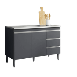 Balcão Gabinete de Pia para Cozinha sem Tampo 120cm Andréia Cinza Fosco- Mabe Magazine - 2