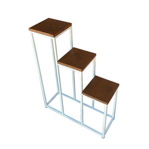 Suporte Plantas de Chão 3 Andares Prateleira Ferro Estilo Industrial Decoração Ferro Branco Minas Ar