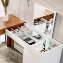 Ver imagem 6 de Escrivaninha Mesa de Escritório Penteadeira de Canto com Espelho e 1 Porta Freijó/Off-White 136cm