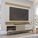 Ver imagem 1 de Rack com Painel para TV até 75 Polegadas 200CMX195,2cm Pés em Madeira Maciça Deslizante Veneza Branco