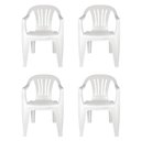 Ver imagem 1 de Kit 4 Cadeiras Poltrona Plástica Empilhavel Reforçada Branca 182kg Mor