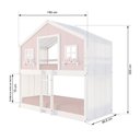 Ver imagem 2 de Beliche Infantil Montessori Casinha Dos Sonhos com Cortina Madeira Maciça Rosa/Branco Megamobilia