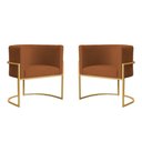 Ver imagem 1 de Kit 2 Poltronas Decorativa Sala Recepção Escritório Luana Base Gold Veludo Terracota Montanaris