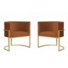 Kit 2 Poltronas Decorativa Sala Recepção Escritório Luana Base Gold Veludo Terracota Montanaris - 1