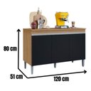 Ver imagem 3 de Balcão de Cozinha para Pia 120cm Manu 3 Portas sem Tampo Branco Amêndoa/preto