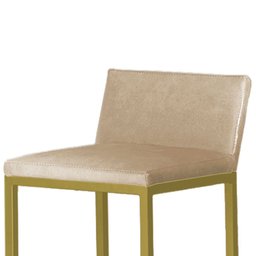 Kit 3 Banquetas Alta C/ Encosto e Apoio de Pés Courino Área Gourmet Base Dourada - Twdecora - 2