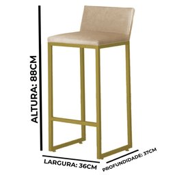 Kit 3 Banquetas Alta C/ Encosto e Apoio de Pés Courino Área Gourmet Base Dourada - Twdecora - 4