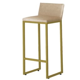 Kit 3 Banquetas Alta C/ Encosto e Apoio de Pés Courino Área Gourmet Base Dourada - Twdecora - 1