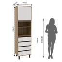 Ver imagem 2 de Armário Paneleiro 1 Porta 4 Gavetas Confort Marrom/Cinamomo/Off White