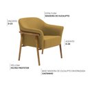 Ver imagem 3 de Kit 02 Poltronas Luna Base Madeira Poliéster Mostarda - Nexta Casa