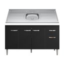 Ver imagem 1 de Balcão Gabinete Com Pia Inox 150cm 4 Portas e 1 Gaveta Gabriela Preto - AJL Móveis