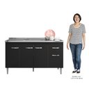 Ver imagem 5 de Balcão Gabinete Com Pia Inox 150cm 4 Portas e 1 Gaveta Gabriela Preto - AJL Móveis