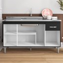 Ver imagem 6 de Balcão Gabinete Com Pia Inox 150cm 4 Portas e 1 Gaveta Gabriela Preto - AJL Móveis