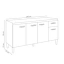 Ver imagem 4 de Balcão Gabinete Com Pia Inox 150cm 4 Portas e 1 Gaveta Gabriela Preto - AJL Móveis