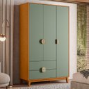 Ver imagem 1 de Guarda-Roupa 3 Portas e 2 Gavetas Ipê Marrom/Cinamomo/Sálvia