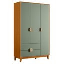 Ver imagem 2 de Guarda-Roupa 3 Portas e 2 Gavetas Ipê Marrom/Cinamomo/Sálvia