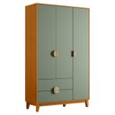 Ver imagem 2 de Guarda-Roupa 3 Portas e 2 Gavetas Ipê Marrom/Cinamomo/Sálvia