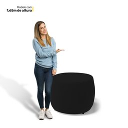 Puff Decorativo Living Aisha Orgânico Suede Preto - Desk Design - 6