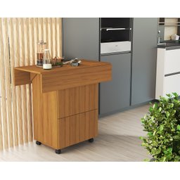 Mesa Dobrável c/ Bancos Vira Aparador Multiuso Bar MDF Annie:‎ Nature - 2