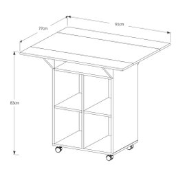 Mesa Dobrável c/ Bancos Vira Aparador Multiuso Bar MDF Annie:‎ Nature - 5