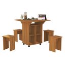 Ver imagem 3 de Mesa Dobrável c/ Bancos Vira Aparador Multiuso Bar MDF Annie: Nature
