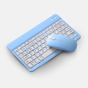 Teclado sem Fio Bluetooth Recarregável com Mouse - Azul