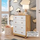 Ver imagem 6 de Quarto de Bebê Guarda-Roupa 3 Portas Cômoda e Berço Mimo MDF Espresso Móveis Branco Brilho/Amêndoa