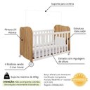 Ver imagem 4 de Quarto de Bebê Guarda-Roupa 3 Portas Cômoda e Berço Mimo MDF Espresso Móveis Amêndoa/Branco Brilho