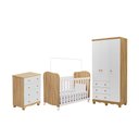 Ver imagem 2 de Quarto de Bebê com Guarda Roupas 3 Portas Cômoda e Berço com Rodizio Mimo 100% Mdf Espresso Móveis