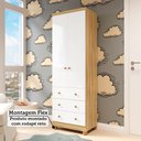 Ver imagem 5 de Quarto de Bebê Guarda-Roupa 3 Portas Cômoda e Berço Mimo MDF Espresso Móveis Branco Brilho/Amêndoa