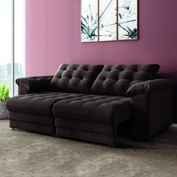 Sofá Retrátil e Reclinável Bipartido 3 Lugares 2,30m Suede Veludo Coliseu Selmer - 1