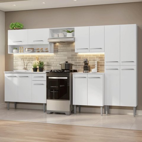 Armário de Cozinha Completa 293cm Branco Emilly Madesa 09