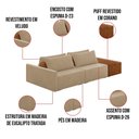 Ver imagem 3 de Sofá Ilha 2 Lugares Living 232cm Modulado para Sala Lary Veludo K01 - D’Rossi