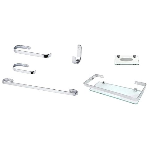 Suporte 1 Kit de Banheiro 6 Peças Cromado