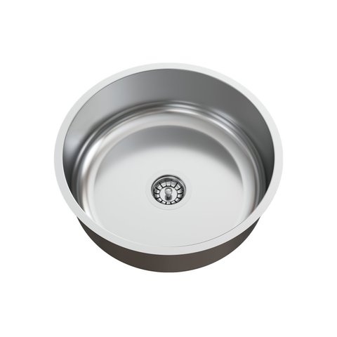 Cuba para Cozinha Redonda Pia Inox 37x37x14cm Polida com Válvula GhelPlus