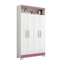 Ver imagem 4 de Armário Multiuso com 4 Portas e Nicho com Prateleiras Internas Branco/New/Rosa