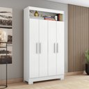 Ver imagem 1 de Armário Multiuso com 4 Portas e Nicho com Prateleiras Internas Branco/New/Rosa