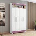 Ver imagem 2 de Armário Multiuso com 4 Portas e Nicho com Prateleiras Internas Branco/New/Rosa