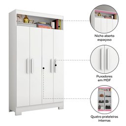 Armário Multiuso com 4 Portas e Nicho com Prateleiras Internas - 14