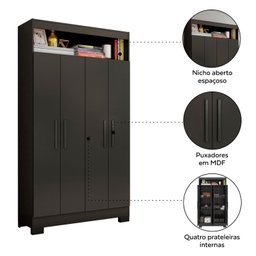 Armário Multiuso Escritório Nt4040 com 4 Portas e Nicho com Prateleiras Internas - 7