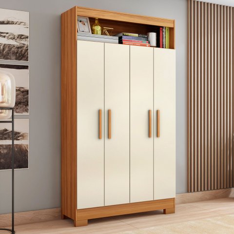 Armário Multiuso Escritório Nt4040 com 4 Portas e Nicho com Prateleiras Internas