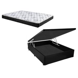 Cama Box Baú Casal Green Preto + Colchão Espuma D33 138x188x8