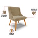 Ver imagem 3 de Kit 6 Cadeiras Estofadas para Sala de Jantar Pés Palito Lia Suede Marrom RT - Ibiza