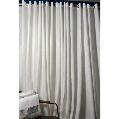 Cortina no Tecido Linho Flamê Branco com Forro Microfibra Branco - 1,35l X 2,60a