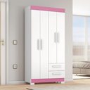 Ver imagem 2 de Guarda-Roupa NT6010 com 4 Portas e 2 Gavetas Branco/New/Rosa