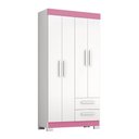 Ver imagem 4 de Guarda-Roupa NT6010 com 4 Portas e 2 Gavetas Branco/New/Rosa