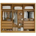 Ver imagem 2 de Guarda-roupa Casal Ripado 6 Portas 6 Gavetas - Siena-naturale/off White - Bianchi Móveis