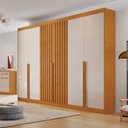 Ver imagem 1 de Guarda-roupa Casal Ripado 6 Portas 6 Gavetas - Siena-naturale/off White - Bianchi Móveis
